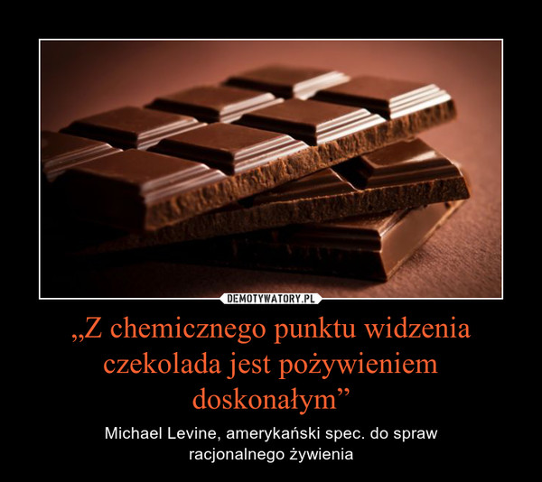 „Z chemicznego punktu widzenia czekolada jest pożywieniem doskonałym” – Michael Levine, amerykański spec. do sprawracjonalnego żywienia 