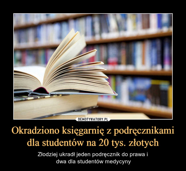Okradziono księgarnię z podręcznikami dla studentów na 20 tys. złotych – Złodziej ukradł jeden podręcznik do prawa i dwa dla studentów medycyny 