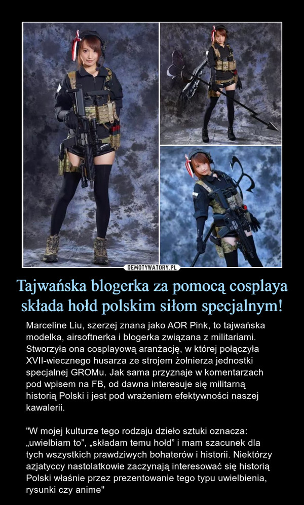 Tajwańska blogerka za pomocą cosplaya składa hołd polskim siłom specjalnym!