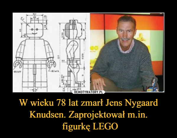 W wieku 78 lat zmarł Jens Nygaard Knudsen. Zaprojektował m.in.
 figurkę LEGO