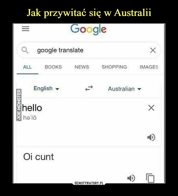  –  google translatehelloOi cunt