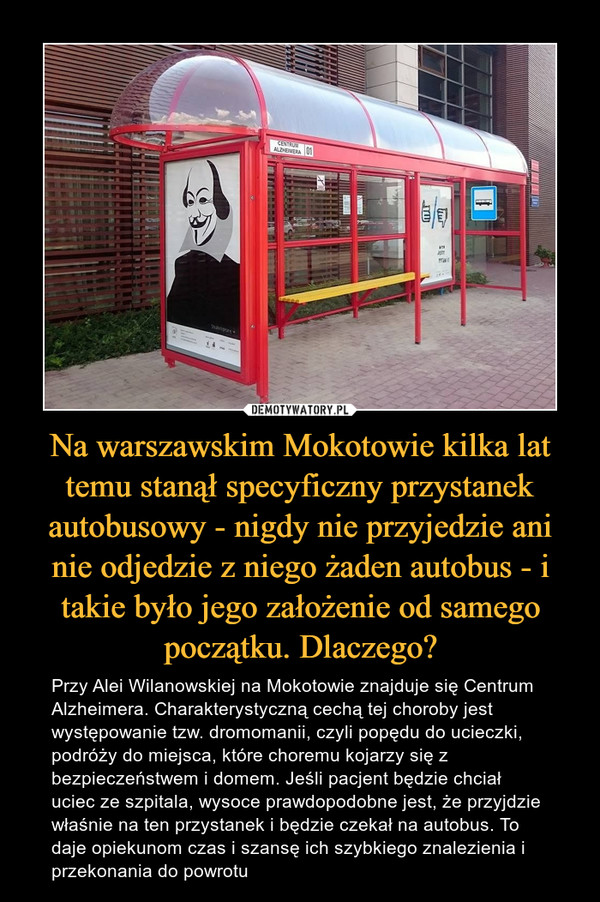 Na warszawskim Mokotowie kilka lat temu stanął specyficzny przystanek autobusowy - nigdy nie przyjedzie ani nie odjedzie z niego żaden autobus - i takie było jego założenie od samego początku. Dlaczego?