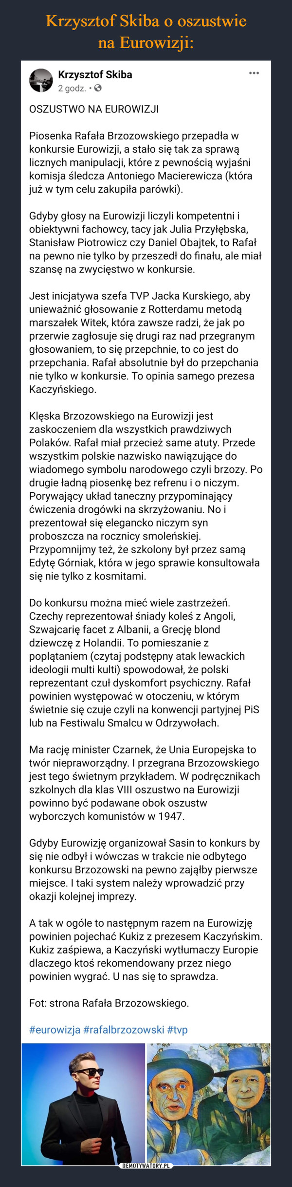 Krzysztof Skiba o oszustwie
na Eurowizji: