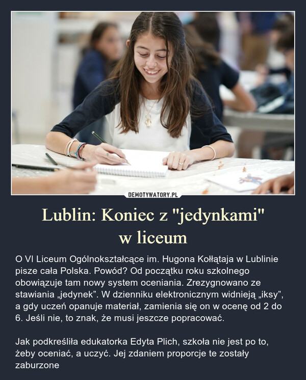 Lublin: Koniec z ''jedynkami''
w liceum
