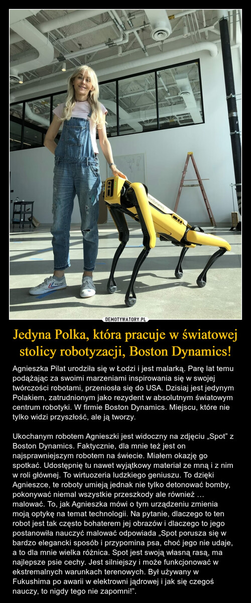 Jedyna Polka, która pracuje w światowej stolicy robotyzacji, Boston Dynamics!