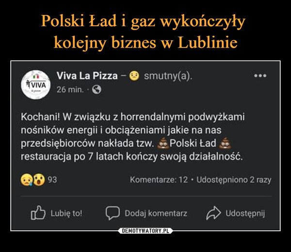 Polski Ład i gaz wykończyły 
kolejny biznes w Lublinie