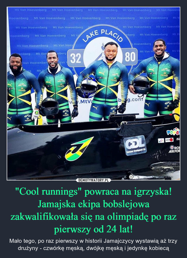 "Cool runnings" powraca na igrzyska! Jamajska ekipa bobslejowa zakwalifikowała się na olimpiadę po raz pierwszy od 24 lat!