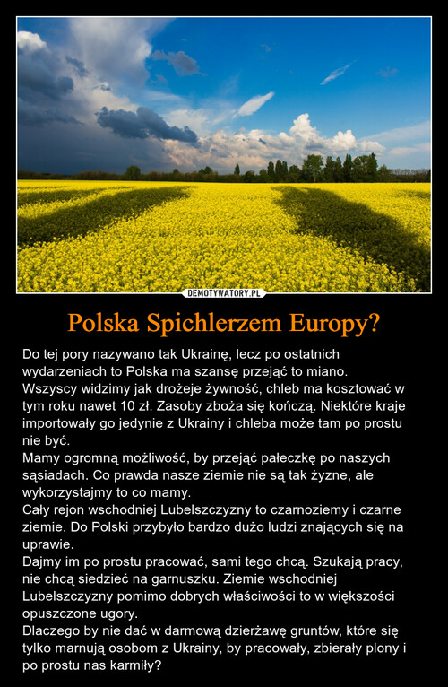 Polska Spichlerzem Europy?