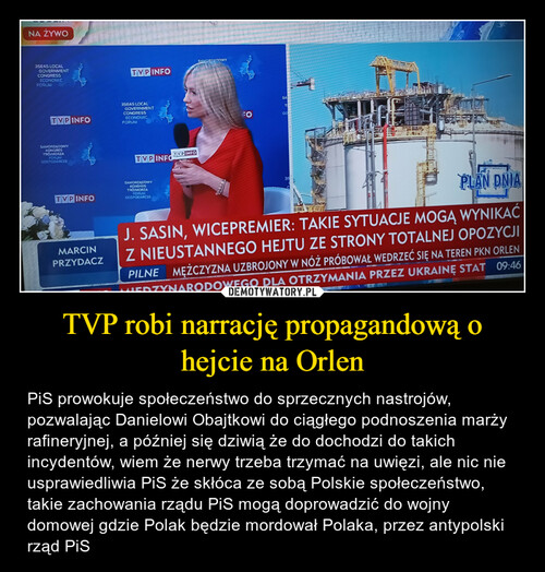TVP robi narrację propagandową o hejcie na Orlen