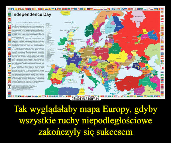 Tak wyglądałaby mapa Europy, gdyby wszystkie ruchy niepodległościowe zakończyły się sukcesem –  