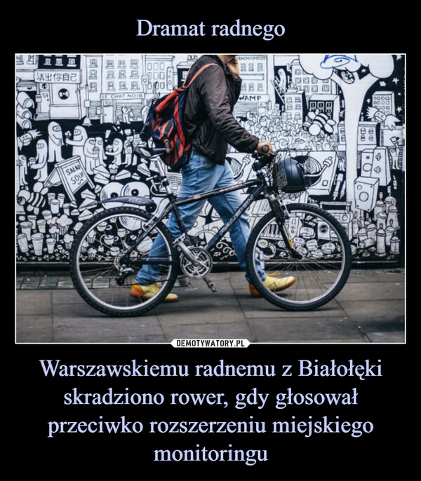 Warszawskiemu radnemu z Białołęki skradziono rower, gdy głosował przeciwko rozszerzeniu miejskiego monitoringu –  