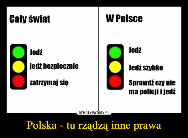 Polska - tu rządzą inne prawa –  Cały światJedźjedź bezpieczniezatrzymaj sięW PolsceJedźJedź szybkoSprawdź czy niema policji i jedź