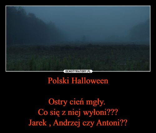 Polski Halloween

Ostry cień mgły. 
Co się z niej wyłoni???
Jarek , Andrzej czy Antoni??