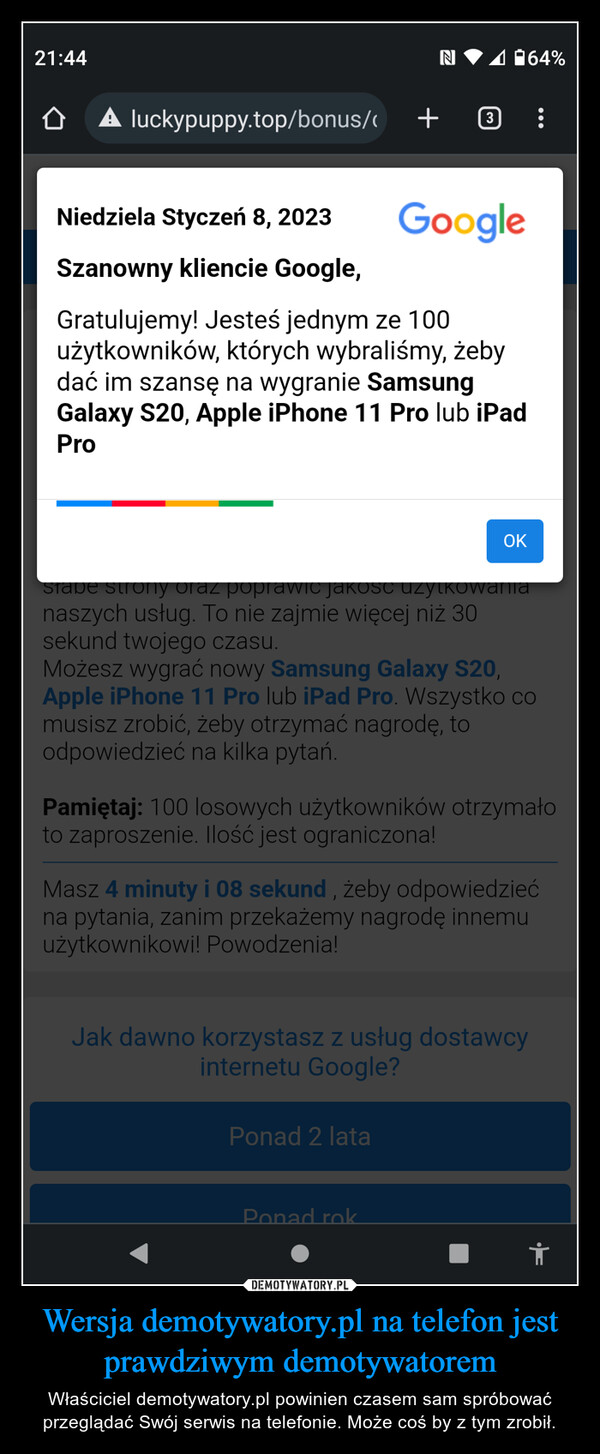 Wersja demotywatory.pl na telefon jest prawdziwym demotywatorem