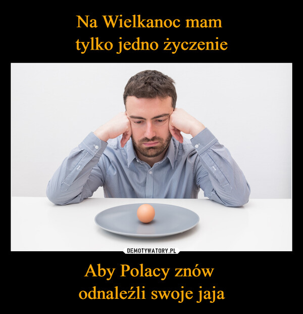 Na Wielkanoc mam 
tylko jedno życzenie Aby Polacy znów 
odnaleźli swoje jaja