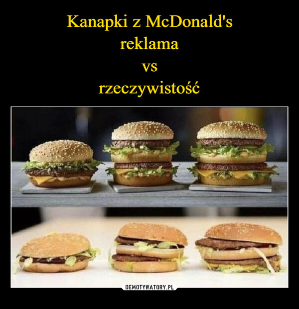  –  McDonald's cheeseburgeradvertisement compared to realMcDonald's cheeseburgers.