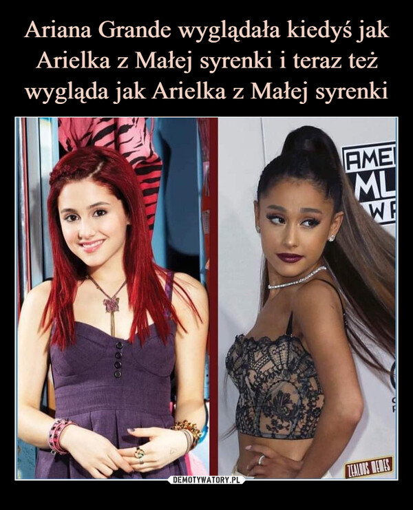 Ariana Grande wyglądała kiedyś jak Arielka z Małej syrenki i teraz też wygląda jak Arielka z Małej syrenki