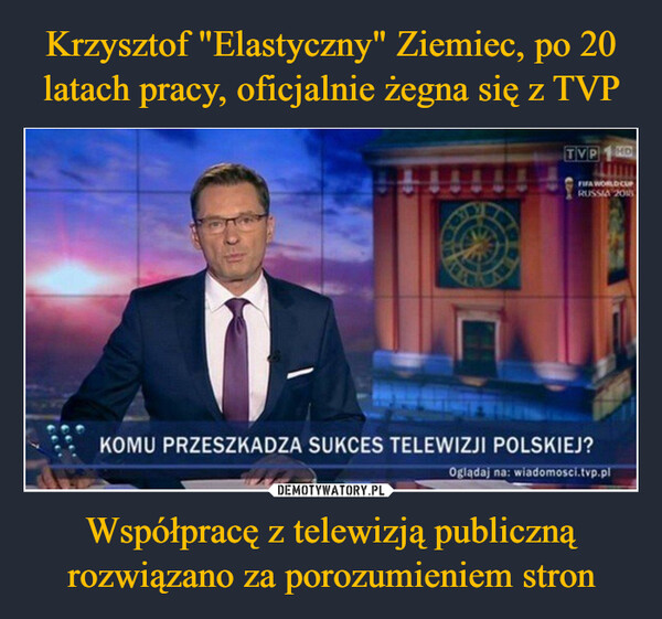 Krzysztof "Elastyczny" Ziemiec, po 20 latach pracy, oficjalnie żegna się z TVP Współpracę z telewizją publiczną rozwiązano za porozumieniem stron